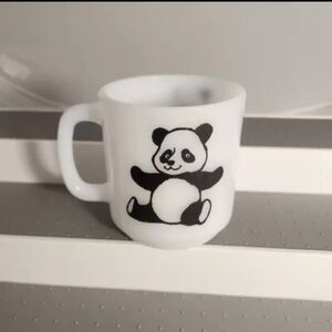 Vintage GlassBake Panda Bear Coffee Cup Tea Mug Milk Glass